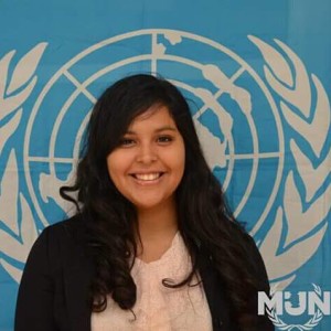 Alejandra at the MUN Institute at Columbia before the final Model UN simulation. 